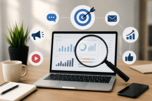 Illustration representing common digital marketing myths and modern digital marketing strategies